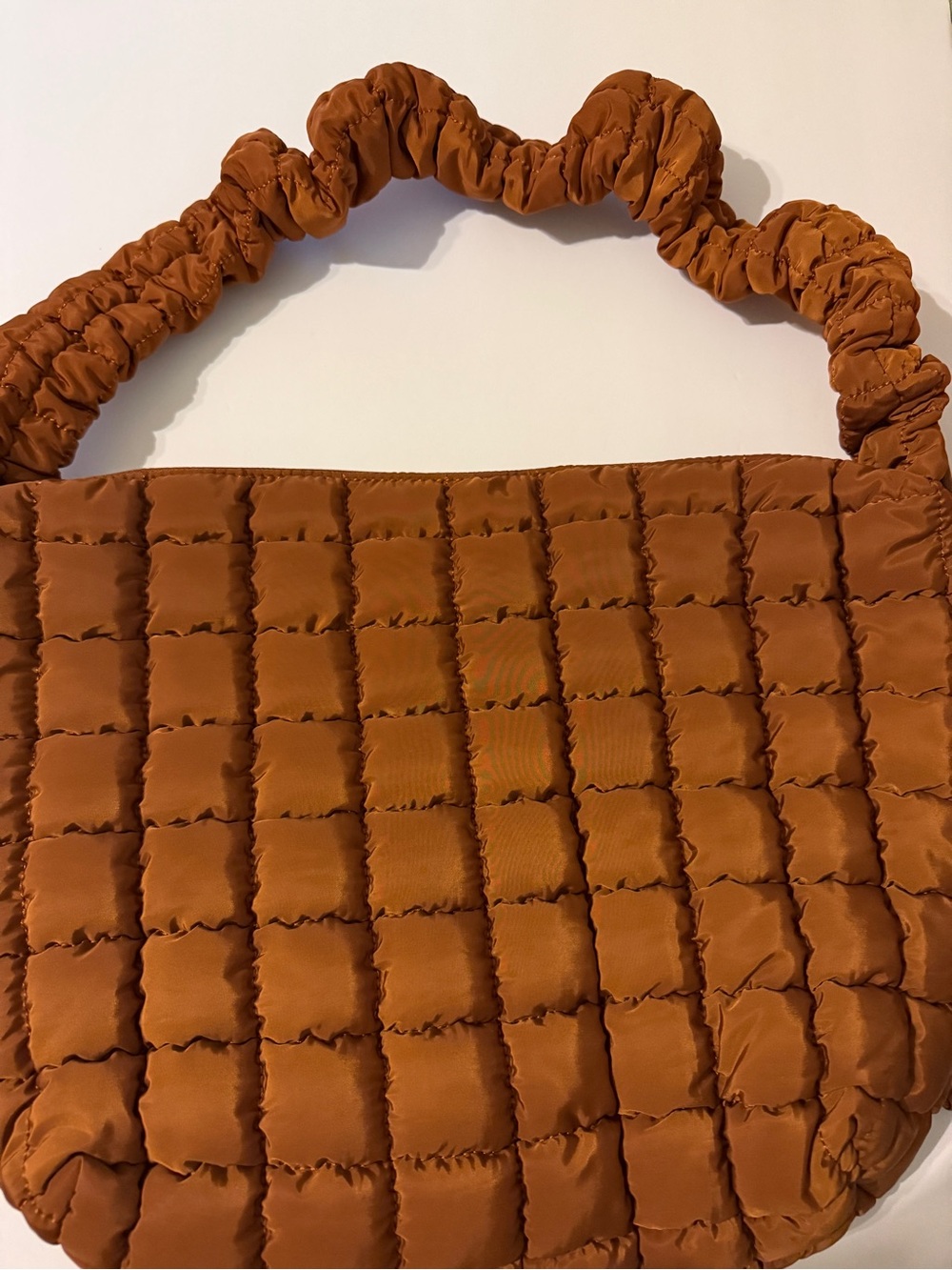 New Madison West Cognac Quilted Puffer Shoulder Bag - Picture 2 of 10
